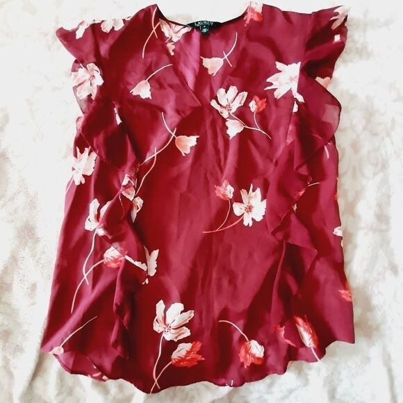 Lauren Ralph Lauren Tops - Lauren Ralph Lauren sz med floral ruffle top